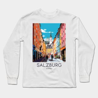 A Pop Art Travel Print of Salzburg - Austria Long Sleeve T-Shirt